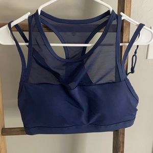 Navy blue high support sports bra